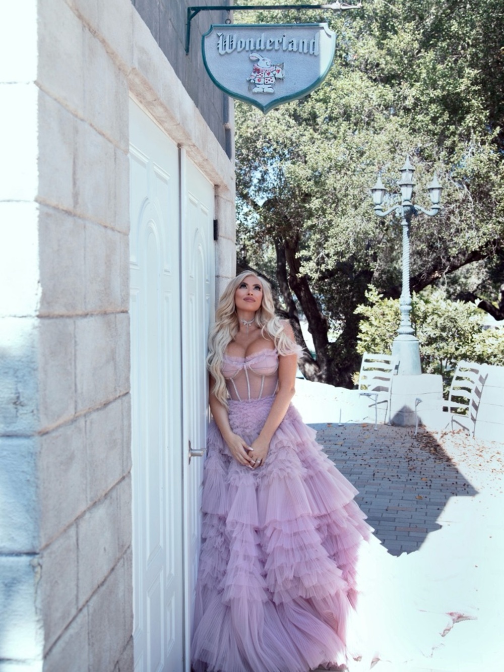 Andre and Leo Lavender Ruffled Tulle Gown with Corset Bodice - Picture 5 of 12